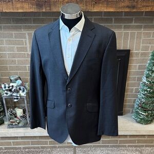 Charles Tyrwhitt mens 42L gray plaid 100% wool Reda fabric 2-button suit jacket
